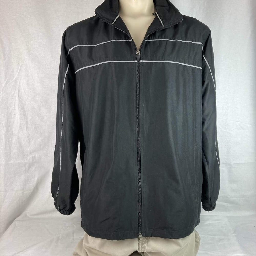 tek gear Black Windbreaker with Silver Reflective Piping